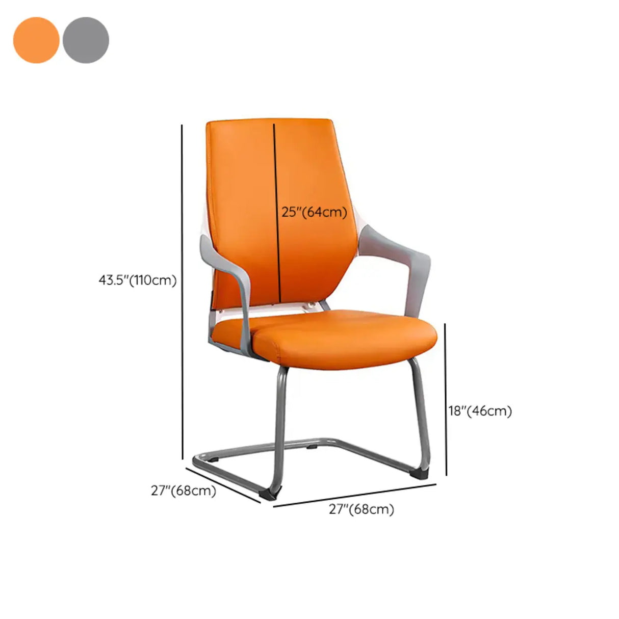 Orange Ergonomic Leather Lumbar Support Office Chair 