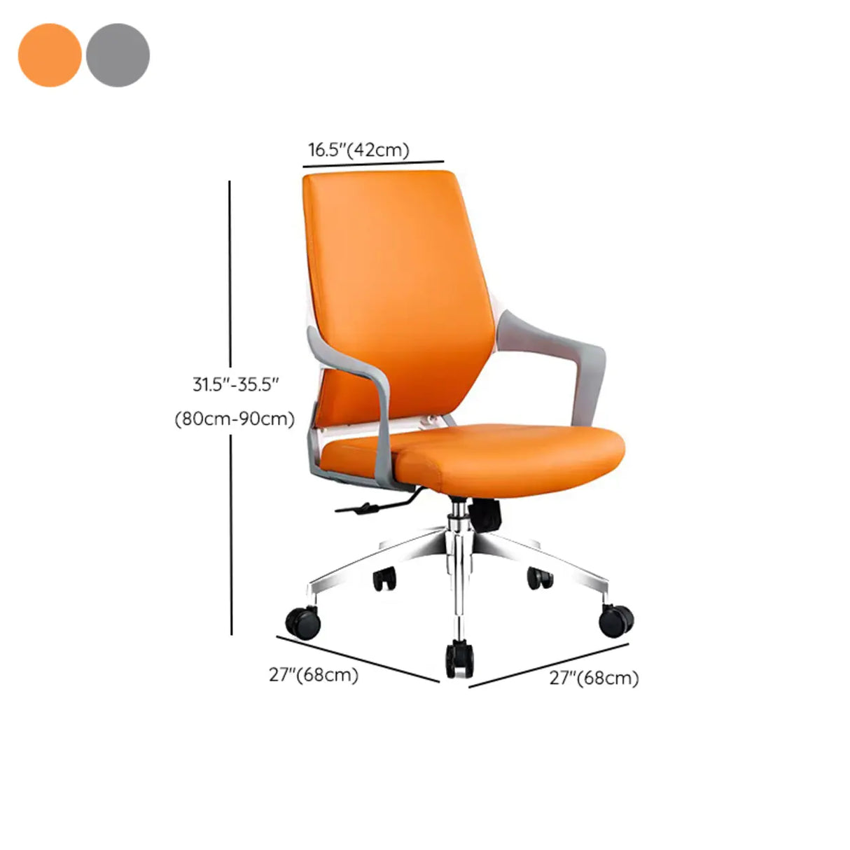 Orange Ergonomic Leather Lumbar Support Office Chair Image - 12