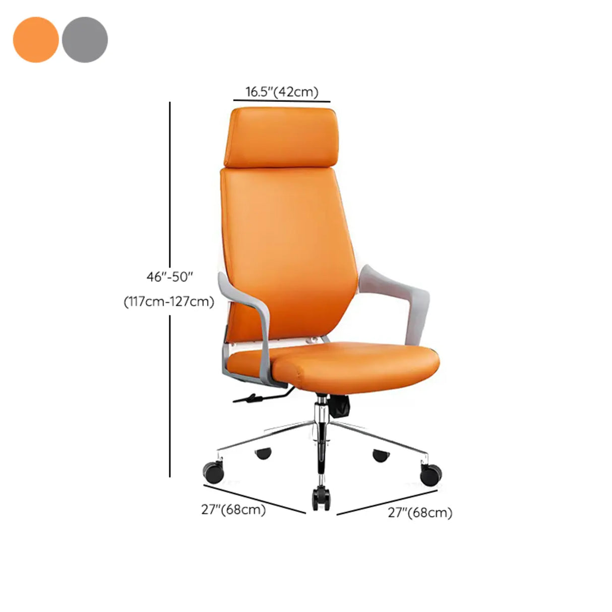 Orange Ergonomic Leather Lumbar Support Office Chair Image - 13