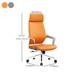 Orange Ergonomic Leather Lumbar Support Office Chair Image - 13