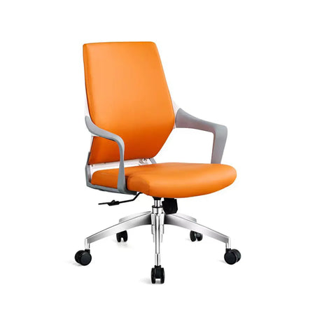 Orange Ergonomic Leather Lumbar Support Office Chair Image - 2