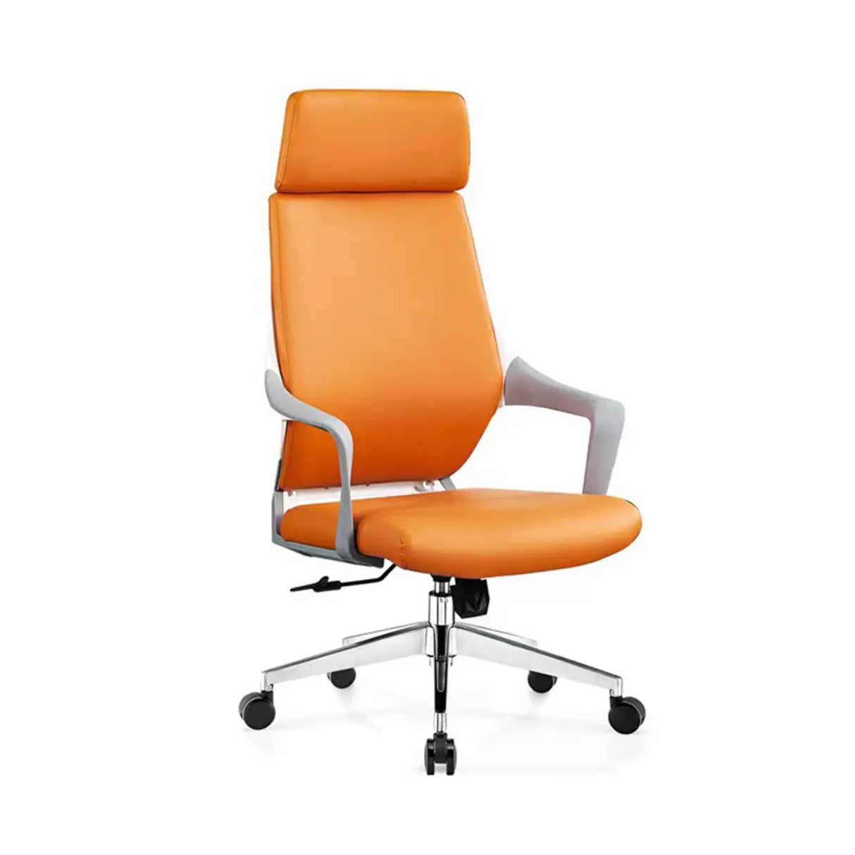 Orange Ergonomic Leather Lumbar Support Office Chair Image - 3
