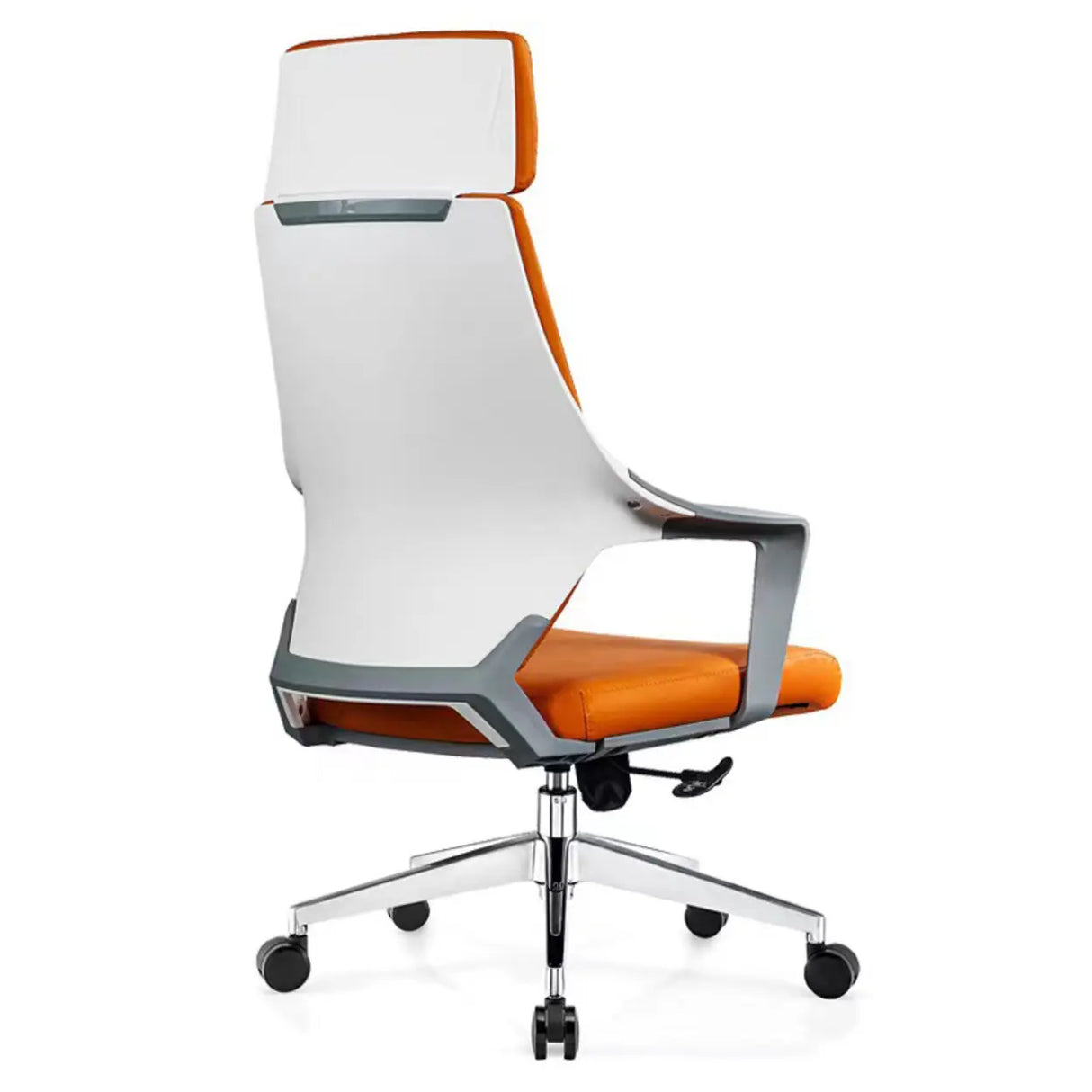 Orange Ergonomic Leather Lumbar Support Office Chair Image - 8