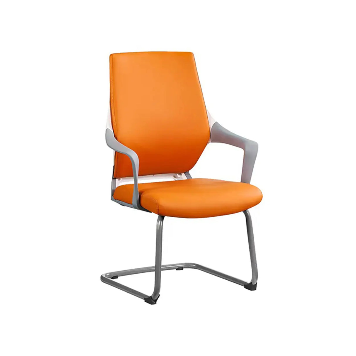 Orange Ergonomic Leather Lumbar Support Office Chair Image - 9