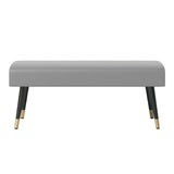 Orange Faux Leather Cushioned Bedroom Bench with Legs Image - 10