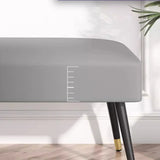 Orange Faux Leather Cushioned Bedroom Bench with Legs Image - 12