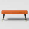 Orange Faux Leather Cushioned Bedroom Bench with Legs Image - 2