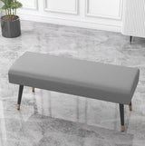 Orange Faux Leather Cushioned Bedroom Bench with Legs Image - 6