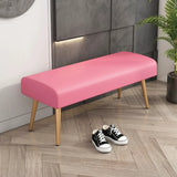 Orange Faux Leather Cushioned Bedroom Bench with Legs Image - 7