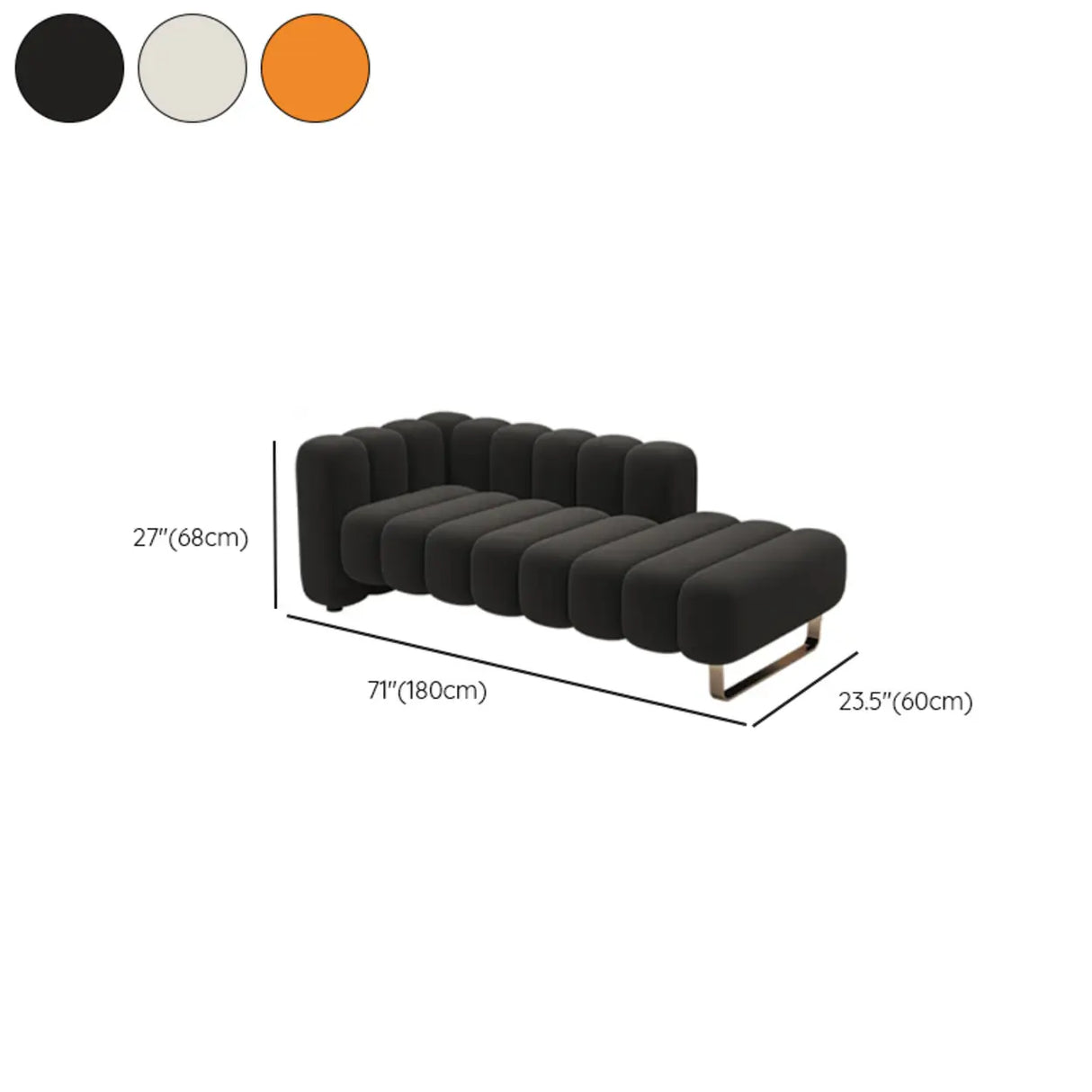 Orange Flannel Upholstered Corner Left-Arm Chaise 