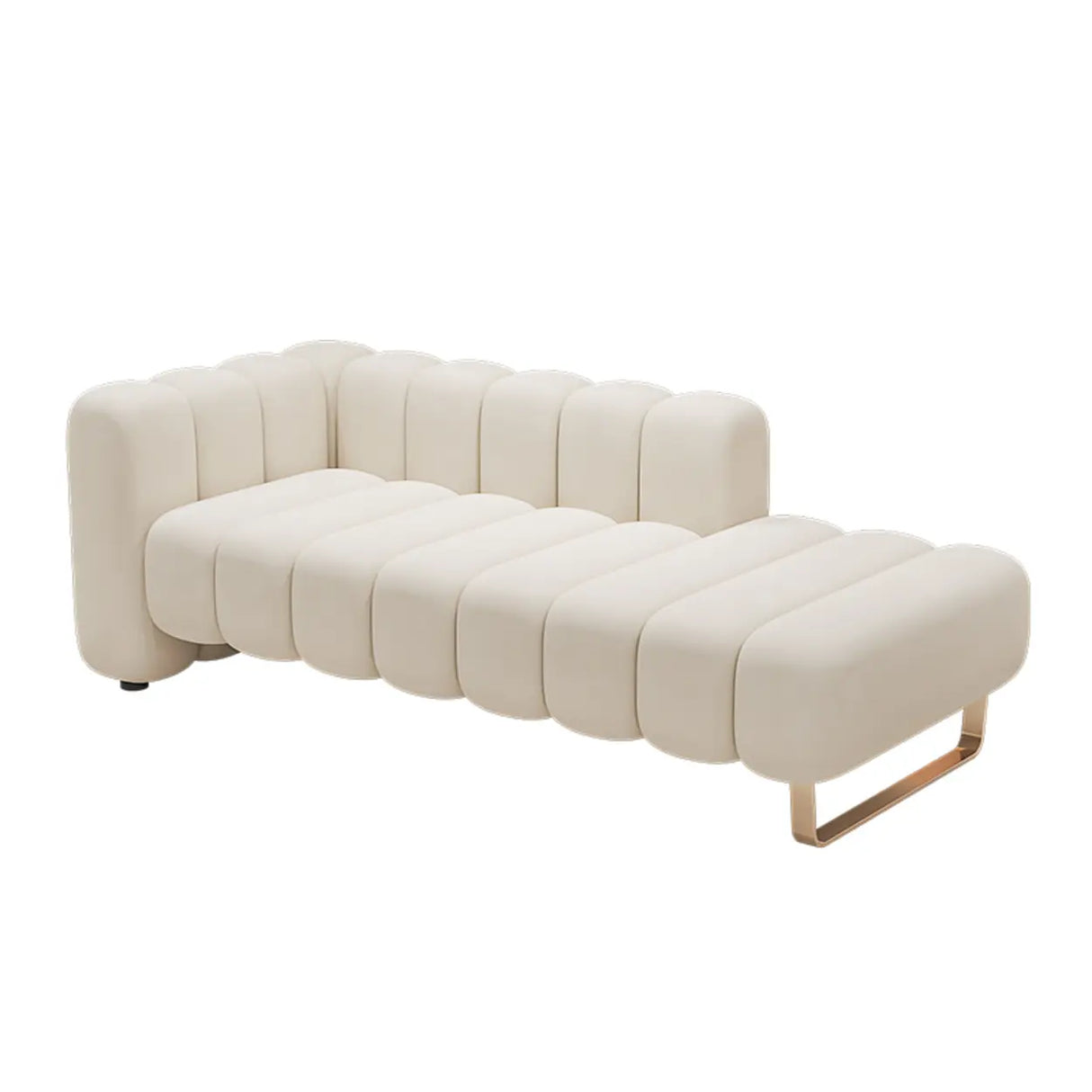 Orange Flannel Upholstered Corner Left-Arm Chaise Image - 2