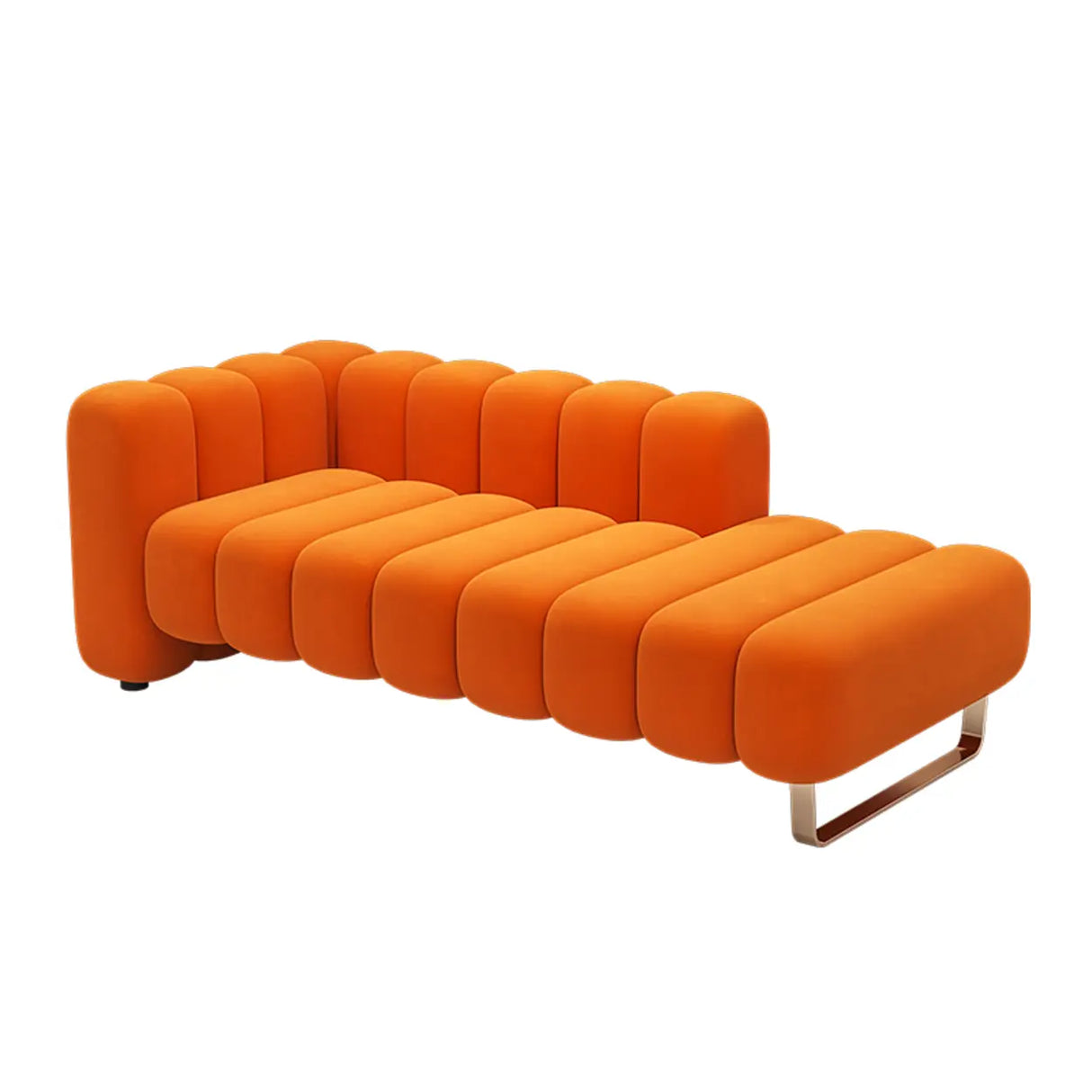 Orange Flannel Upholstered Corner Left-Arm Chaise Image - 3