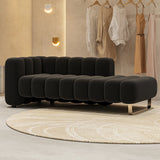 Orange Flannel Upholstered Corner Left-Arm Chaise Image - 6
