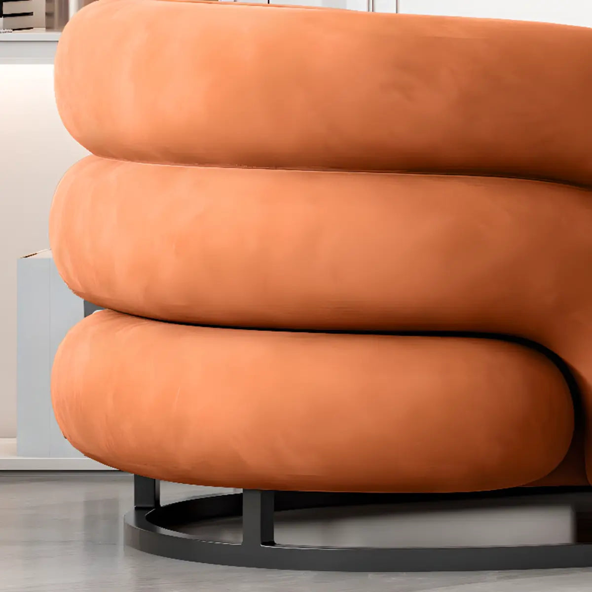 Orange Frosted Velvet Sloped Arms Fixed Back Arm Chair Image - 6