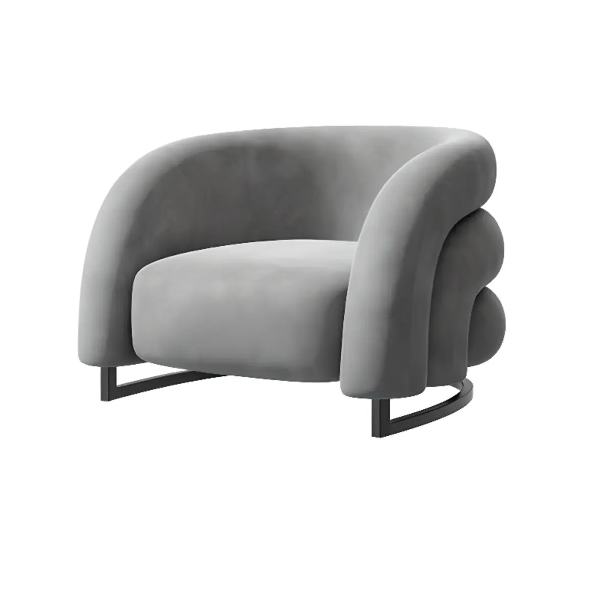 Orange Frosted Velvet Sloped Arms Fixed Back Arm Chair Image - 9