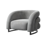 Orange Frosted Velvet Sloped Arms Fixed Back Arm Chair Image - 9