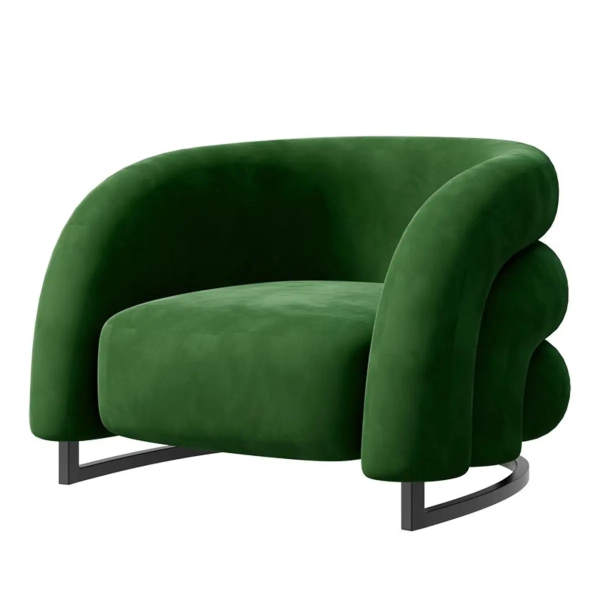 Orange Frosted Velvet Sloped Arms Fixed Back Arm Chair Image - 5