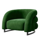 Orange Frosted Velvet Sloped Arms Fixed Back Arm Chair Image - 5