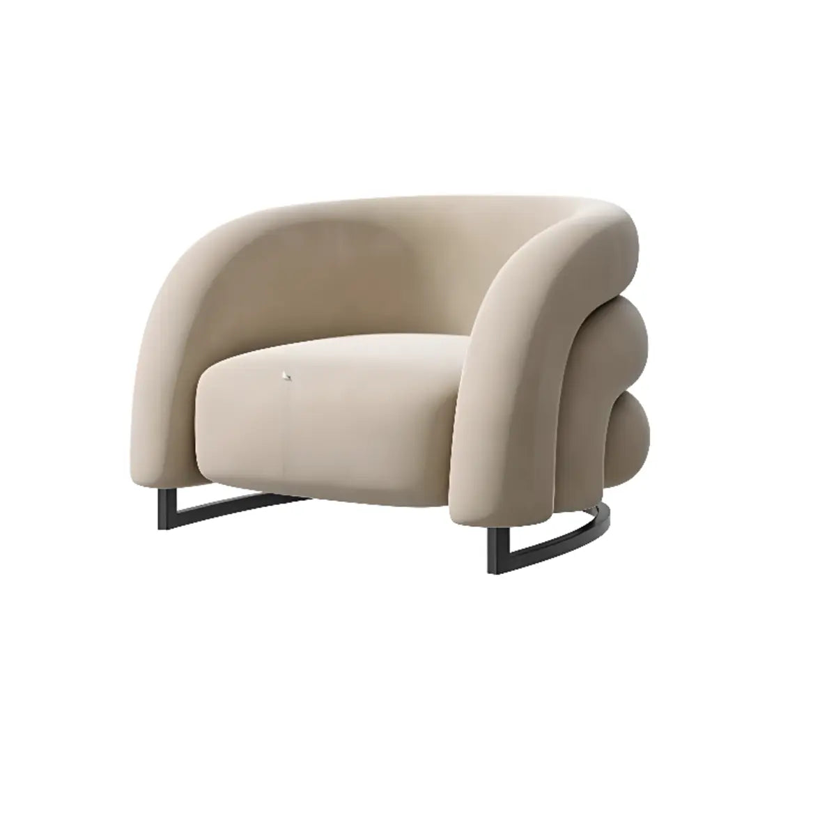 Orange Frosted Velvet Sloped Arms Fixed Back Arm Chair Image - 10