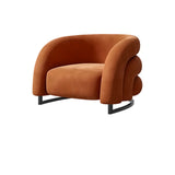 Orange Frosted Velvet Sloped Arms Fixed Back Arm Chair Image - 11
