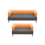 Orange Gray Leather Rectangular Loveseat with Table Image - 13
