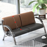 Orange-Grey Faux Leather Metal Silver Frame Sofa Image - 11