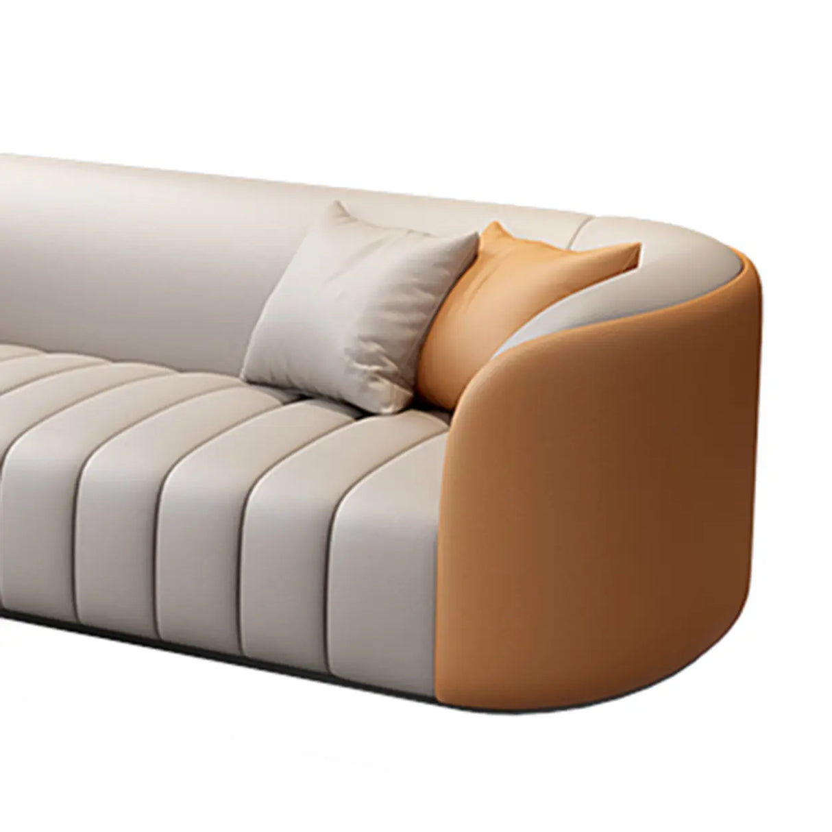 Orange Grey Leather Upholstered Back Reception Sofa Set Image - 11