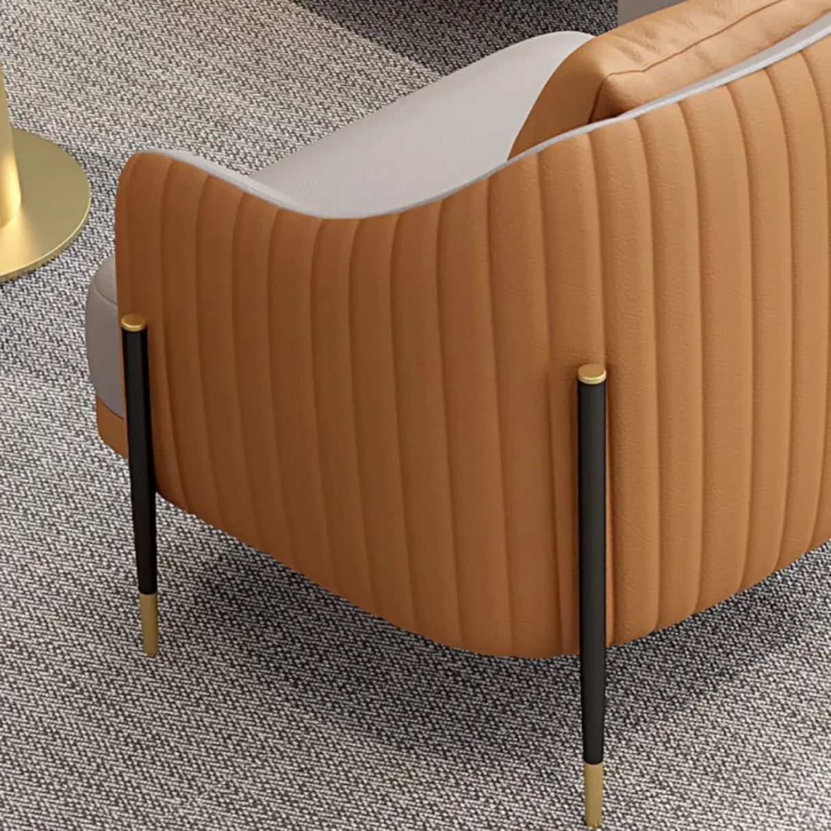 Orange Grey Leather Upholstered Back Reception Sofa Set Image - 13