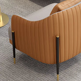 Orange Grey Leather Upholstered Back Reception Sofa Set Image - 13