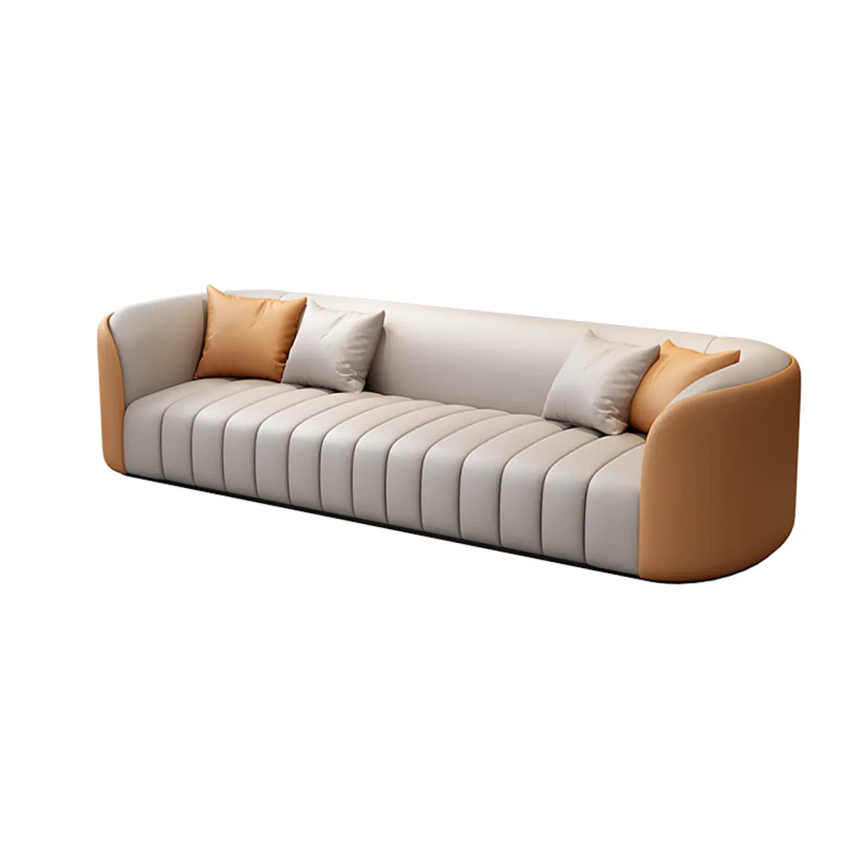 Orange Grey Leather Upholstered Back Reception Sofa Set Image - 14