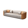 Orange Grey Leather Upholstered Back Reception Sofa Set Image - 14