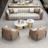 Orange Grey Leather Upholstered Back Reception Sofa Set Image - 2