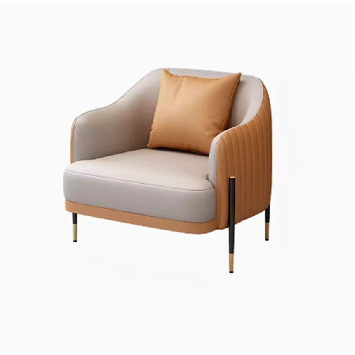 Orange Grey Leather Upholstered Back Reception Sofa Set Image - 21