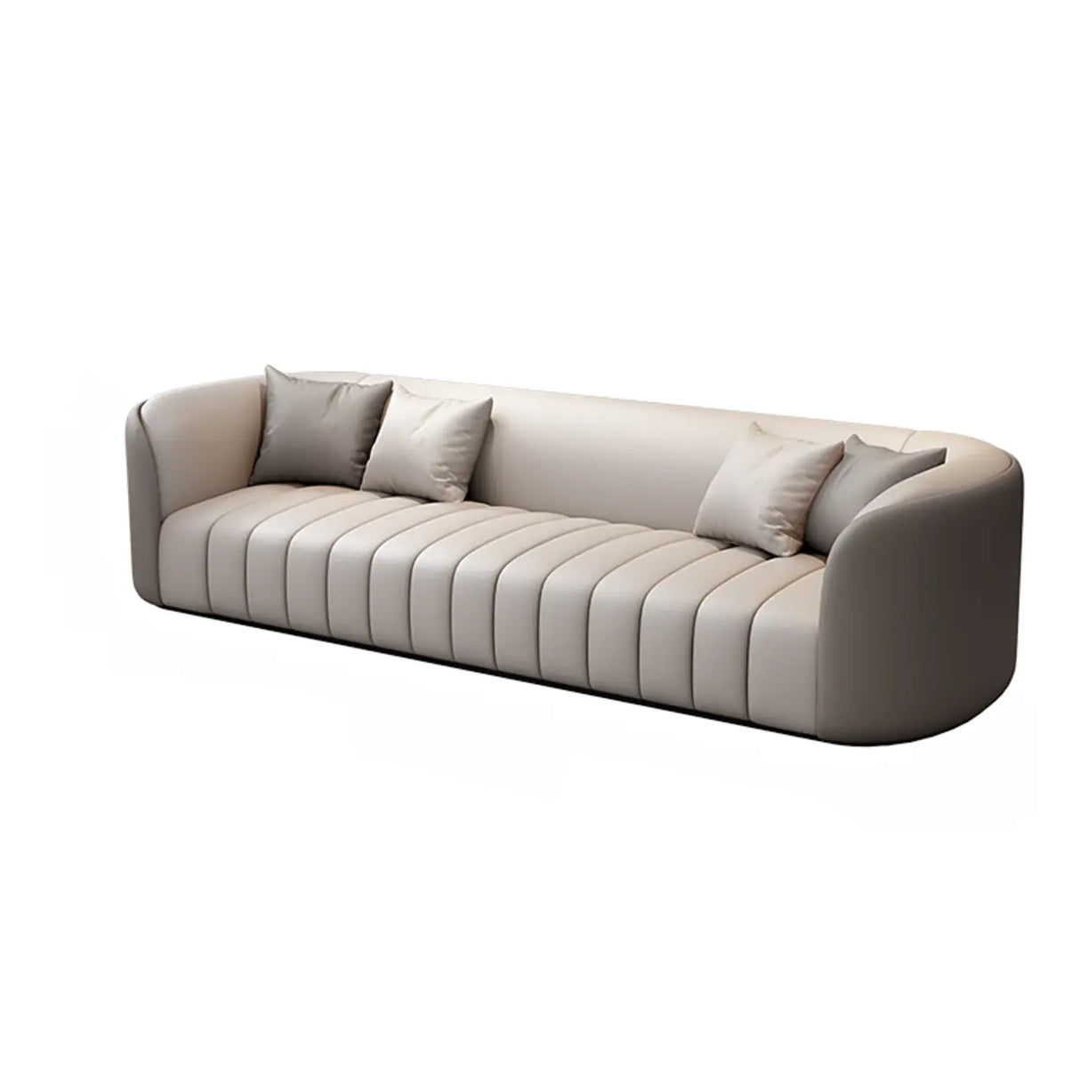 Orange Grey Leather Upholstered Back Reception Sofa Set Image - 3