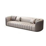 Orange Grey Leather Upholstered Back Reception Sofa Set Image - 3