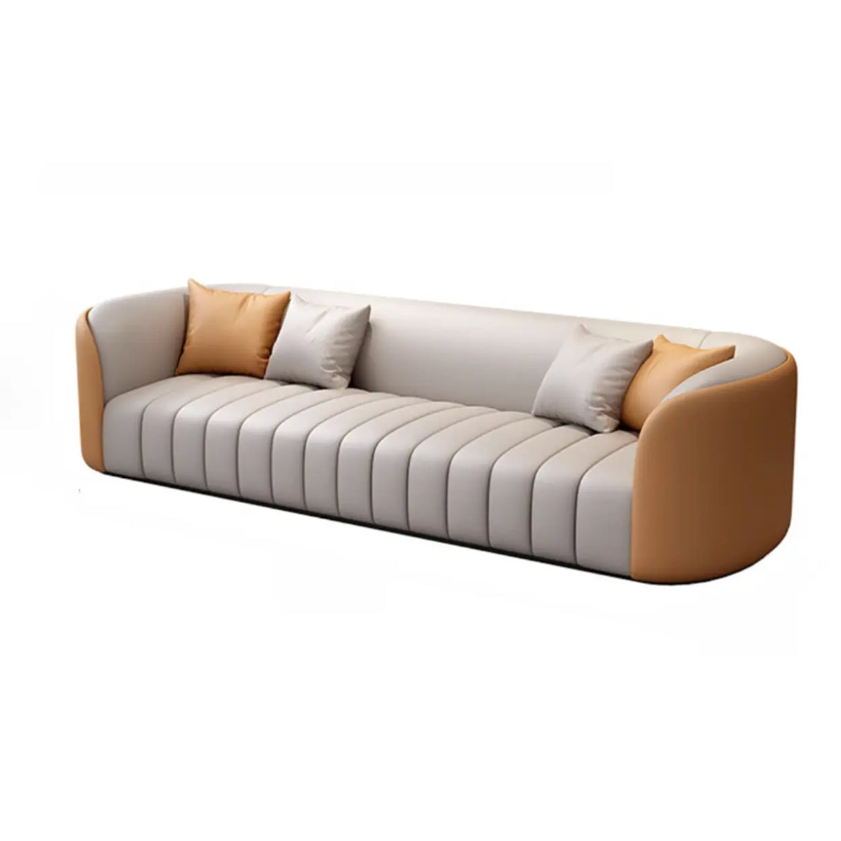 Orange Grey Leather Upholstered Back Reception Sofa Set Image - 9