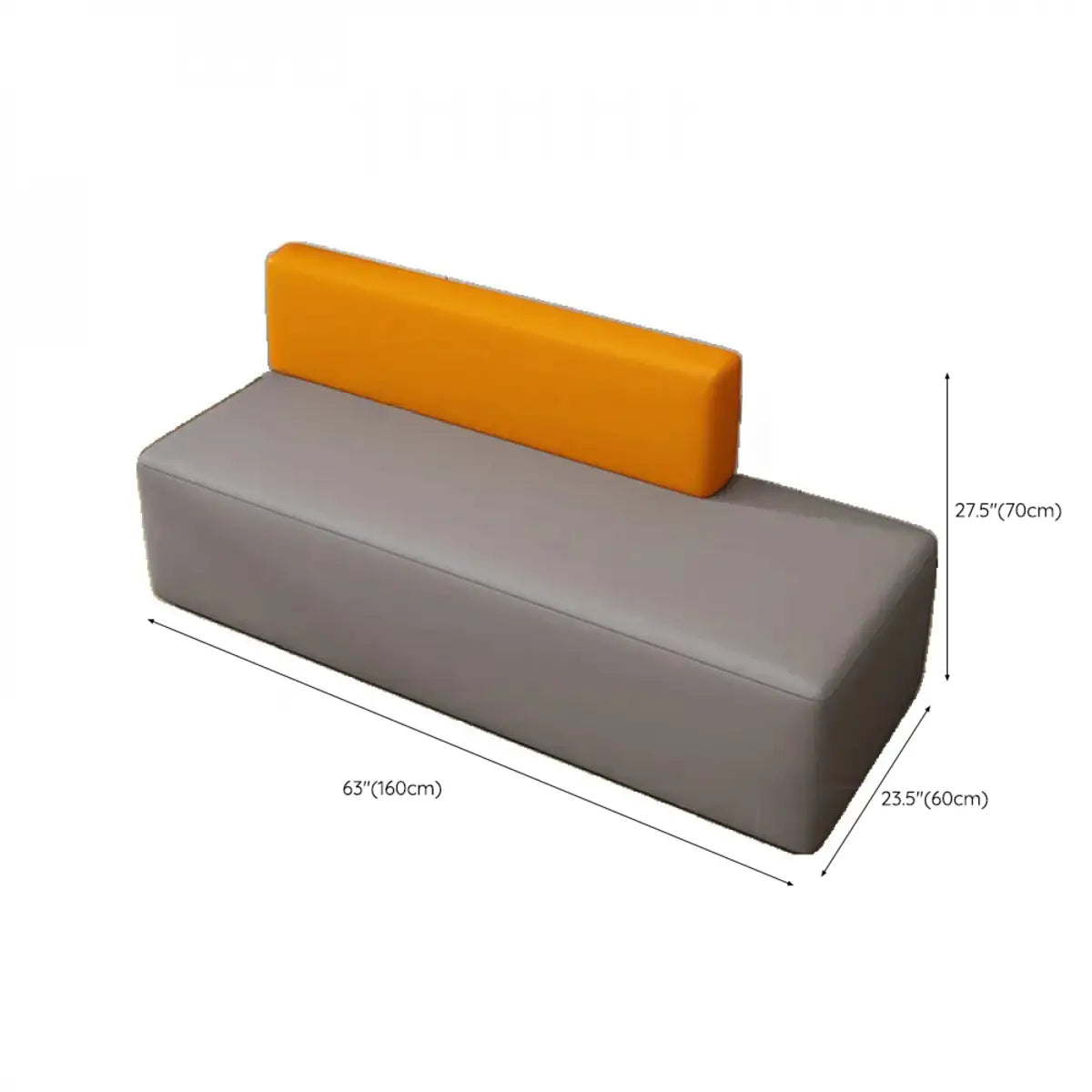 Orange Grey Nappa Leather Upholstered Back L-Shape Sofa Image - 12