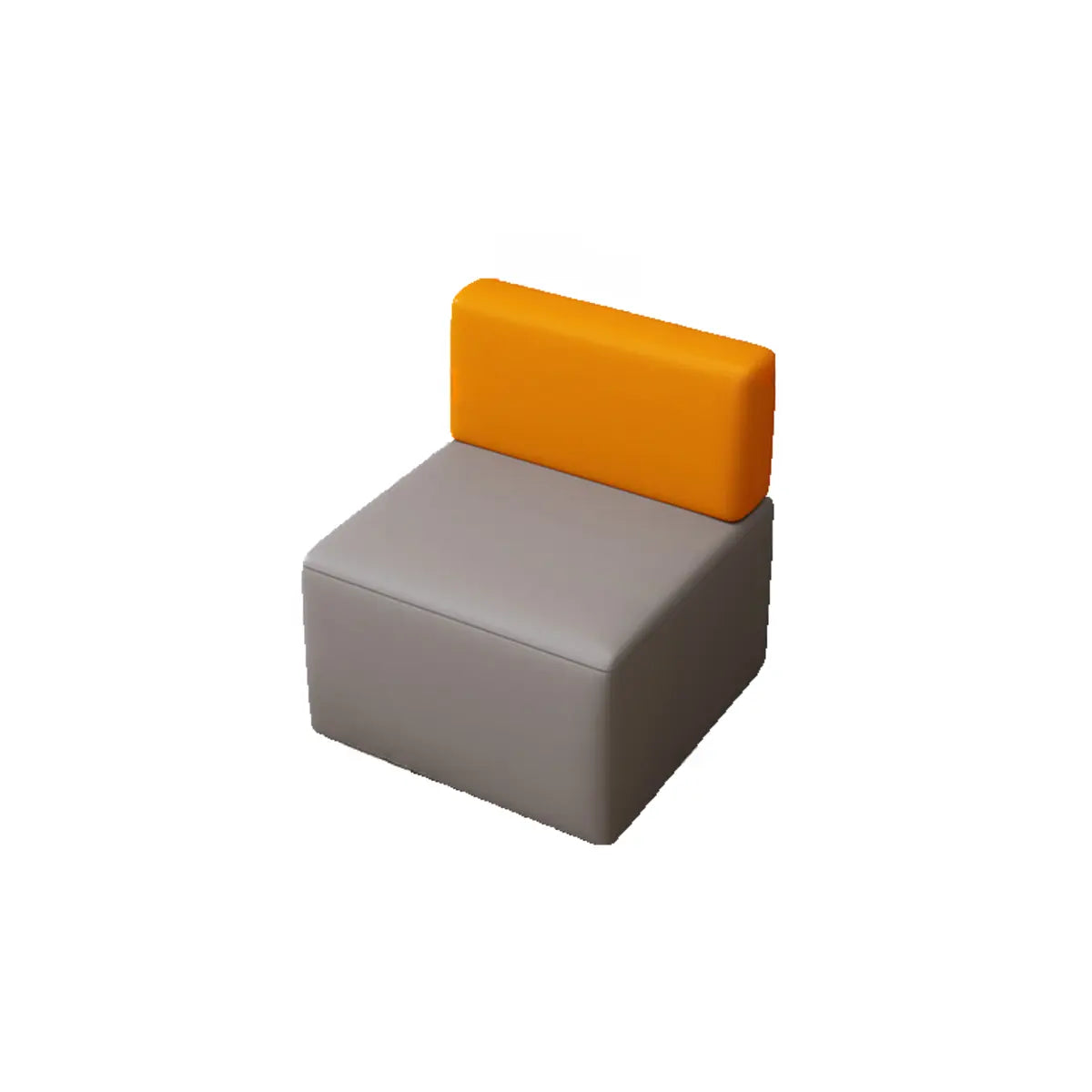 Orange Grey Nappa Leather Upholstered Back L-Shape Sofa Image - 2