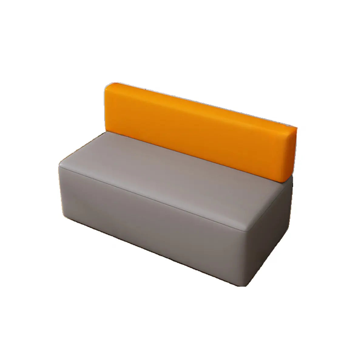 Orange Grey Nappa Leather Upholstered Back L-Shape Sofa Image - 4