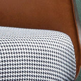 Orange Houndstooth Linen Fixed Back Foam Fill Arm Chair Image - 6