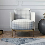 Orange Houndstooth Pillow Back Four Legs Arm Chair Image - 10