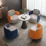 Orange Houndstooth Pillow Back Four Legs Arm Chair Image - 2