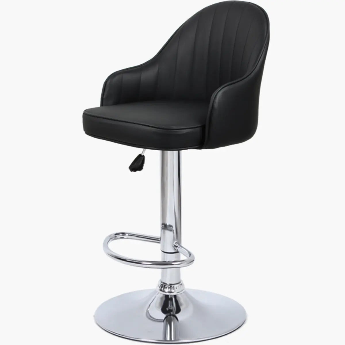 Orange Leather Armrest Adjustable Swivel Bar Stool Image - 20