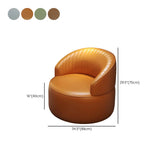 Orange Leather Fixed Back Barrel Chair with Arms #size