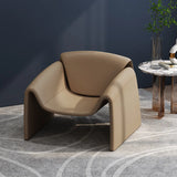Orange Leather Fixed Back Sled Arm Chair with Pillow Image - 2