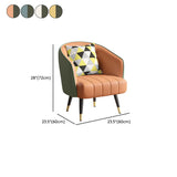Orange Leather Four Metal Legs Textured Barrel Chair #size