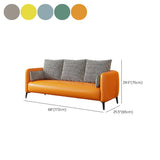 Orange Leather Square Arm Pillow Back 3 Seats Sofa #size