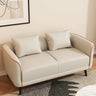 Orange Leather Tuxedo Arm Tight Back Black Leg Loveseat Image - 12