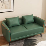 Orange Leather Tuxedo Arm Tight Back Black Leg Loveseat Image - 18