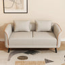 Orange Leather Tuxedo Arm Tight Back Black Leg Loveseat Image - 2
